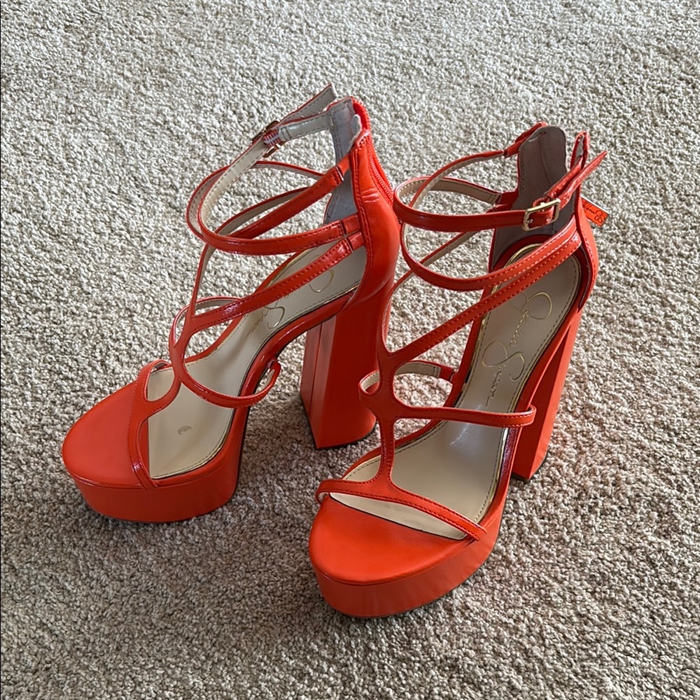 Stylish Orange Platform Heels